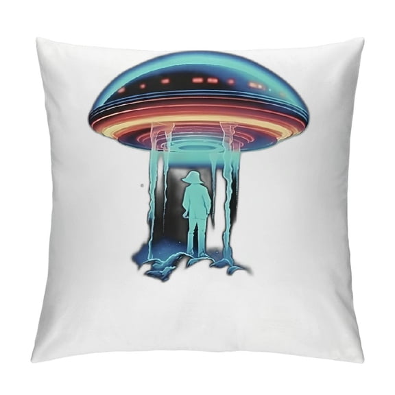 BCIIG UFO Alien Futuristic Graphic Decorative Throw Pillow Cover for Home Couch Living Room Bed Sofa - Printed on Both Sides - 1PC 24x24in