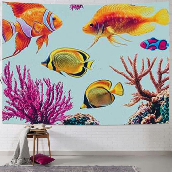 BCIIG Underwater World Tapestry Wall Hanging Unique Style Graphic Tapestries for Home Decor Living Room Bedroom Apartment Farmhouse Dorm 40x60inch