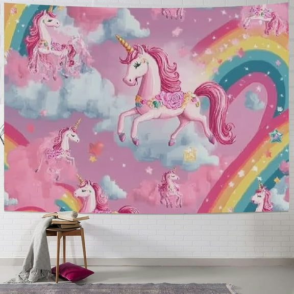 BCIIG Unicorn Rainbow Fantasy Tapestry Wall Hanging Unique Style for Home Decor - Graphic Tapestries for Living Room, Bedroom, Apartment, Farmhouse, Dorm 40x30inch