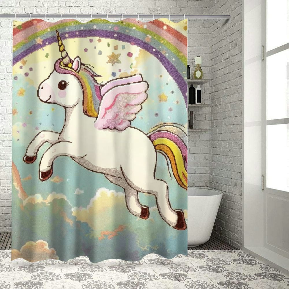 BCIIG Unicorn Rainbow Flying Bathroom Decor Set Colorful Luxurious ...