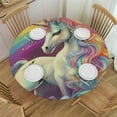 thumbnail image 1 of BCIIG Unicorn Rainbow Magical Round Table Cover Stain Resistant Washable Indoor Outdoor Tablecloth Kitchen Dining Wedding Parties 100% Polyester Table Cloth 54"-58, 1 of 8