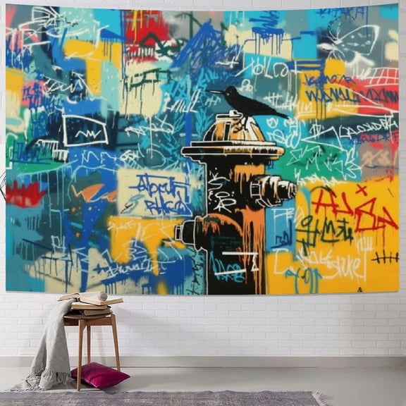 BCIIG VALVOREX Jean Painter Michel Artist Basquiat Tapestry Wall Art Hanging Tapestries Home Decoration for Ceiling Living Room Dorm Bedroom Kitchen 60x40 Inch 40x60inch