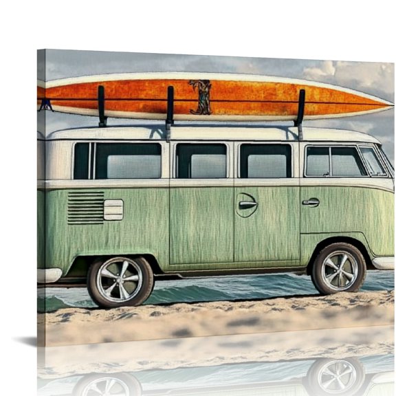 BCIIG Van Surfboard Wall Decor for Bedroom Fashion Home Office Pictures Living Room Art 16x12in