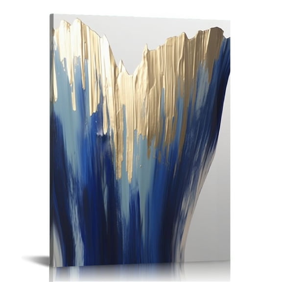 BCIIG Vase Blue Gold Fine Art Aesthetic Poster and Print Wall Painting for Home Office Decor Canvas Living Room Bedroom 16x20 in