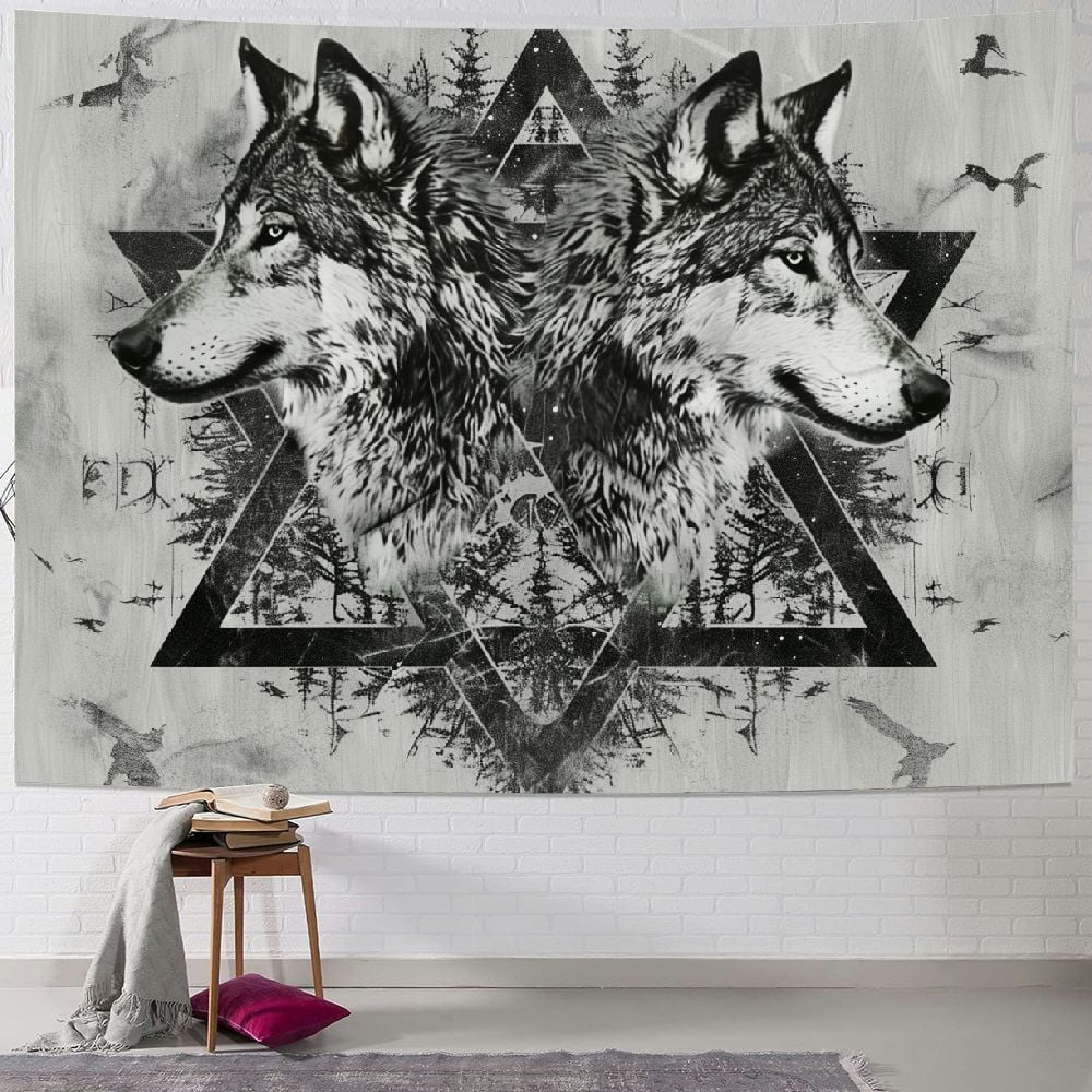 BCIIG Viking Norse Wolf Tapestry Valknut Art Wall Nordic Mythology