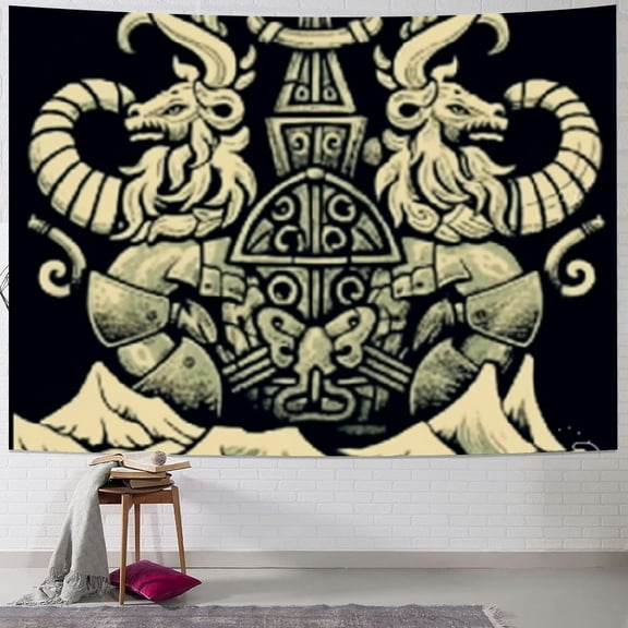 BCIIG Viking Ship Two-Headed Animals Dragon Tapestry Wall Hanging Unique Style Home Decor for Living Room Bedroom Dorm 40x30inch