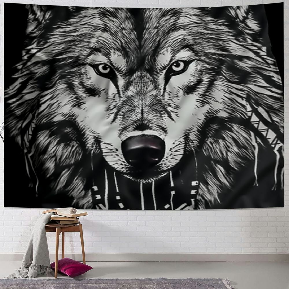 BCIIG Viking Wolf Tapestry Wall Hanging Skeleton Tapestries for Women