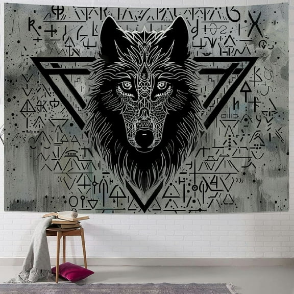 BCIIG Vikings Tapestry for Men Viking Wolf Tapestries Mysterious Meditation Psychedelic Runes Tapestry Wall Hanging Norse Tapestries for Living Room Bedroom