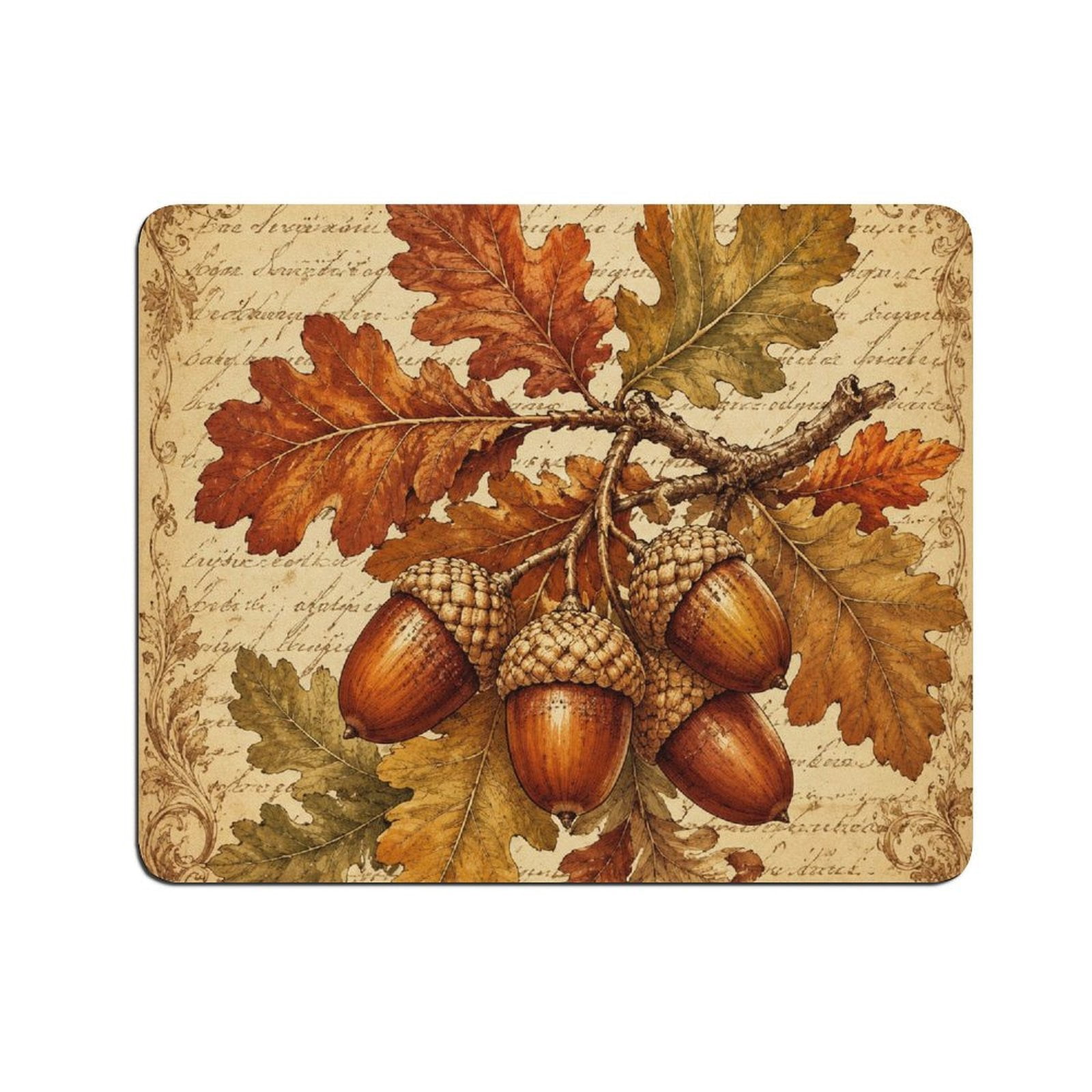 BCIIG Vintage Acorns Oak Leaves Manuscript Art Mouse Pad, Square Smooth ...