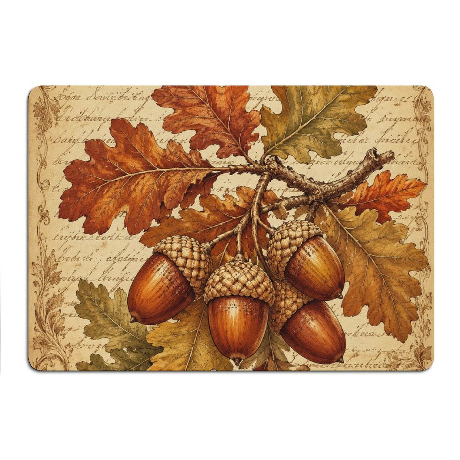 BCIIG Vintage Acorns Oak Leaves Manuscript Art Mouse Pad, Square Smooth ...