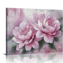 BCIIG Vintage Flower Canvas Wall Art Peony Flower Blossom Painting Picture Pink Floral Artwork for Home Living Room Bedroom Decoration 20x16in