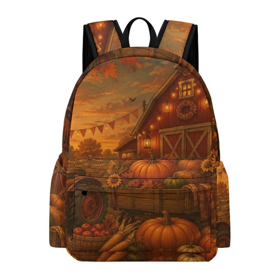 BCIIG Vintage Tractor Pumpkin Barn Autumn Festival Printed Oxford Backpack, Large Capacity Laptop Backpack, Water Resistant, Travel Daypack for College Work Commuting Adults,