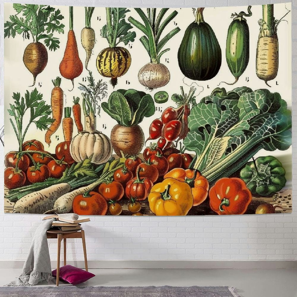 rustic vegetable kitchen prints | 3-piece wall art |... BCIIG Vintage Vegetables Illustration: Farmhouse Kitchen Wall Art ...