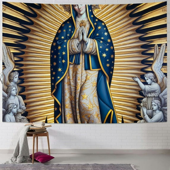 BCIIG Virgin of Guadalupe Tapestry Wall Hanging Unique Style for Home Decor - Graphic Tapestries Perfect for Living Room, Bedroom, or Dorm - 4 Sizes Available 40x30inch