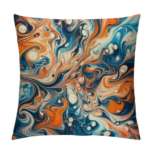 BCIIG Vivid Modern Southwest Hipster Turquoise Orange Swirls Throw Pillow Cover Cozy Square Throw Pillow Case Home Decorative for Bed Couch Sofa Living Room Cushion Cover