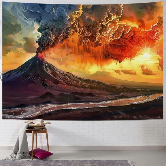 BCIIG Volcano Clouds Sky Tapestry Wall Hanging Unique Style Graphic Tapestries Home Wall Decor Art for Living Room Bedroom Apartment Farmhouse Dorm 50x40inch