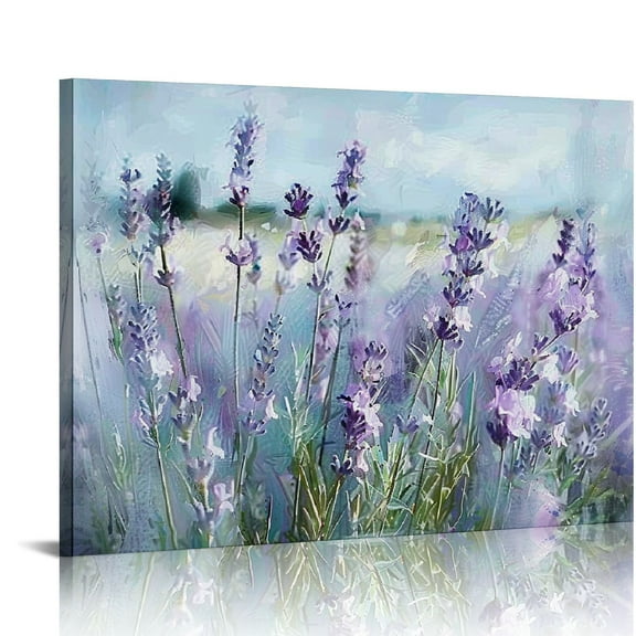 BCIIG Wall Art For Bedroom Purple Lavender Wall Decor Flowers Pictures Prints Canvas Wall Art for Living Room Girls Room Studio Office Ready To Hang  20x16in