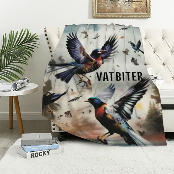 BCIIG   Watercolor Birds Throw Blanket  Size for Boys Girls,Wild Birds Hunting Theme Fleece Blanket Pheasants Ducks Quail Print Blanket for Kids Teens,Hand Drawn Style Fuzzy Blanket,White 60x80in