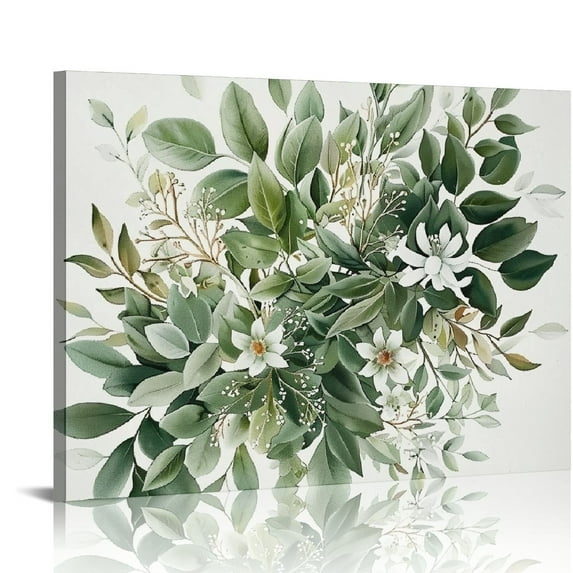 BCIIG Watercolor Botanical Wall Art Boho Floral Canvas Wall Decor Prints Sage Green Wildflower Wall Art Modern Flower Pictures Botanical Painting for Bedroom Bathroom ,20"x16" Unframed 20x16in