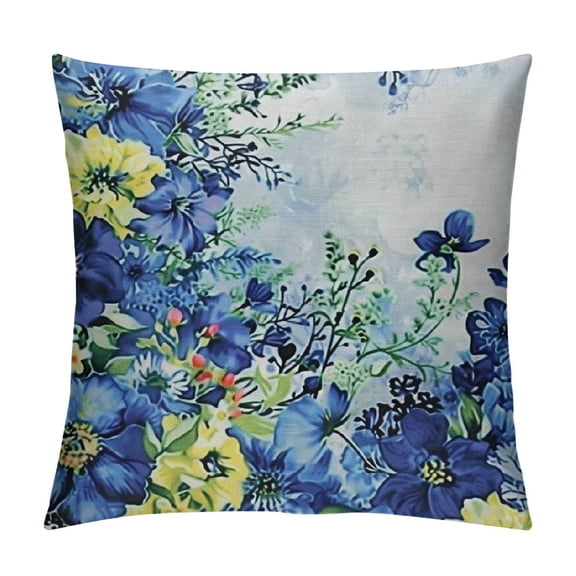 BCIIG Watercolor Flower Throw Pillow Cushion Cover, Motley Floret Motifs with Splash Anemone Iris Revival of Nature Theme, Decorative Square Accent Pillow Case for Couch,  20x20in