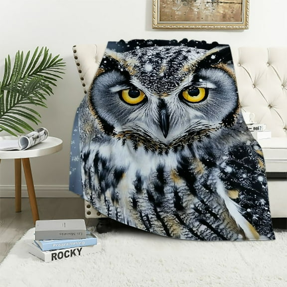 BCIIG Watercolor Owl Blanket, Soft Fuzzy Lightweight Flannel Throw Blanket Perfect for Couch, Bed, Travel &amp; Outdoor Use, Warm Fluffy Cozy Decor Blankets for Women Boys Girls   40x50in