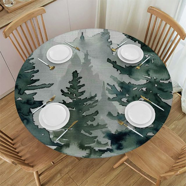 BCIIG Watercolor Round Table Cover Stain Resistant Kitchen Dining