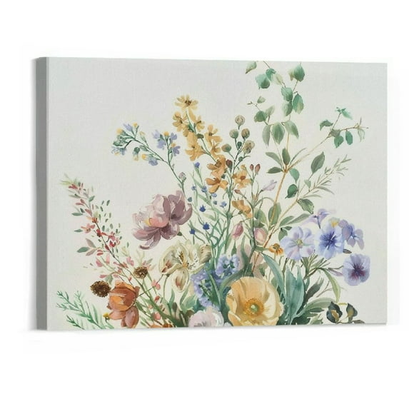BCIIG Watercolor Wildflower Decor - 20"x16" Vintage Flower Wall Art Prints, Floral Pictures Wall Decor, Botanical Wildflowers Painting for Bedroom Bathroom 20x16in