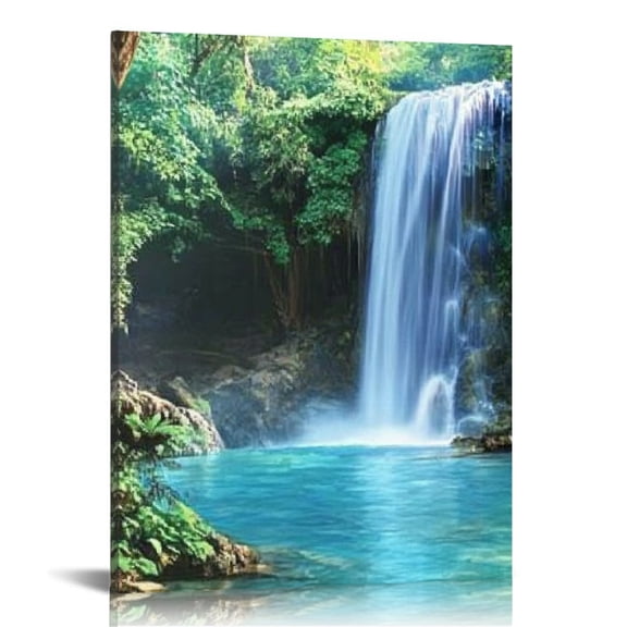 BCIIG Waterfall Forest Blue Pool Canvas Art Prints Wall Decor 16x20 in