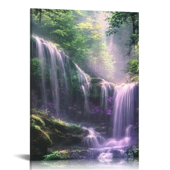 BCIIG Waterfall Forest Stream Canvas Wall Art Home Decor 24x36 12x16 in