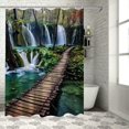 BCIIG Waterfall River Wooden Path Bathroom Shower Curtain Set with