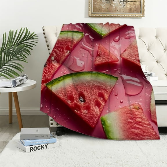 BCIIG Watermelon Blanket for Kids Women Girls, Flannel Watermelon Blankets Gifts, Fruit Watermelon Throw Blanket for Sofa Couch Bed Living Room Soft Warm Cozy Watermelon Decor   40x50in