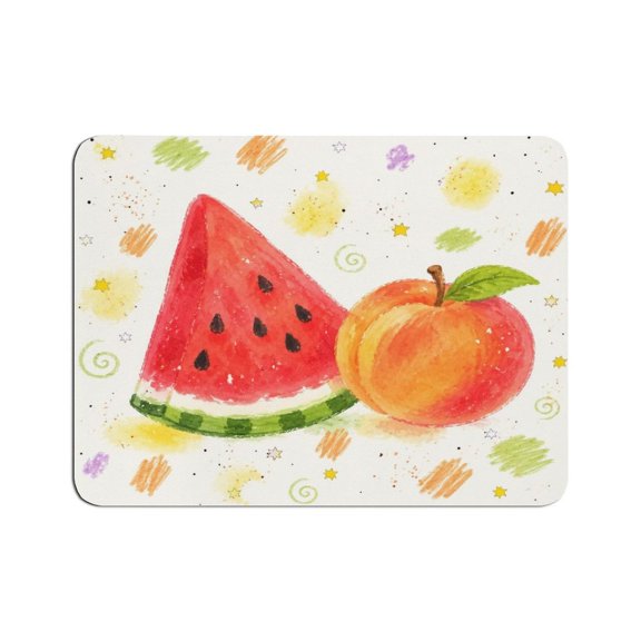 BCIIG Watermelon Peach Crayon Doodle Pattern Mouse Pad, Square Smooth Surface Desk Mat, Stitched Edge for Office, Laptop, Computer, Home,