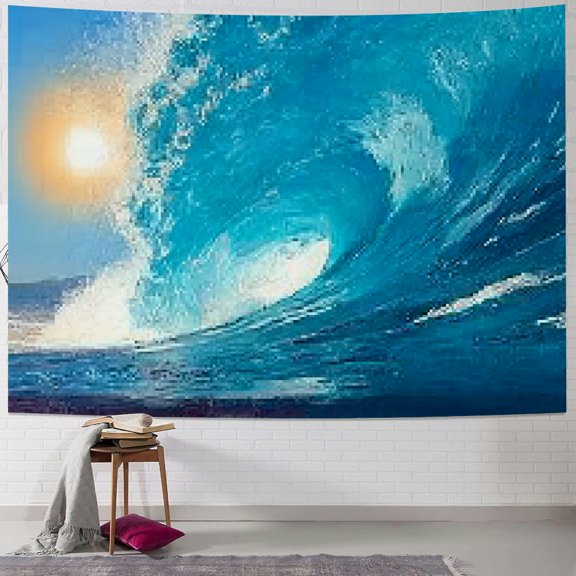 BCIIG Wave Ocean Sun Tapestry Wall Hanging Unique Style Home Decor 40x30inch