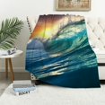 thumbnail image 1 of BCIIG Wave Ocean Sunbeam Warm Lightweight Blanket Soft Fleece Throw Living Rooms Sofa Decor Cow Gifts All Seasons Blanket Exquisite Gifts 50x60in, 1 of 6