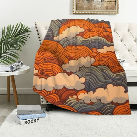 BCIIG Wave Pattern Clouds Warm Lightweight Blanket Soft Fleece Blankets Throw Blanket All Seasons for Living Rooms Sofa Decor Cow Gifts 40x50in