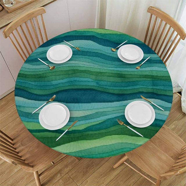 BCIIG Wave Round Table Cover Stain Resistant Washable Indoor Outdoor