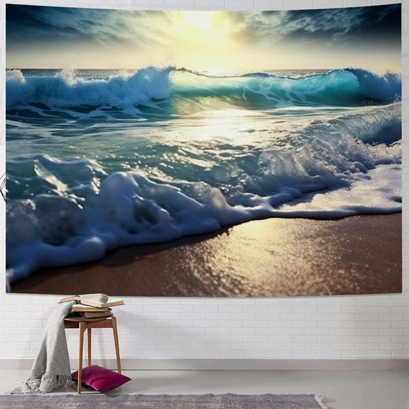 BCIIG Wave Sun Ocean Tapestry Wall Hanging Unique Style Graphic Tapestries Home Wall Decor Art for Living Room Bedroom Apartment Farmhouse Dorm 50x40inch