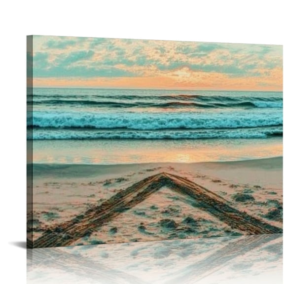 BCIIG Waves Surfboard Beach Canvas Art Print for Home Office Wall Decor, High Resolution Image, Handmade Quality, Various Sizes Available 20x16in