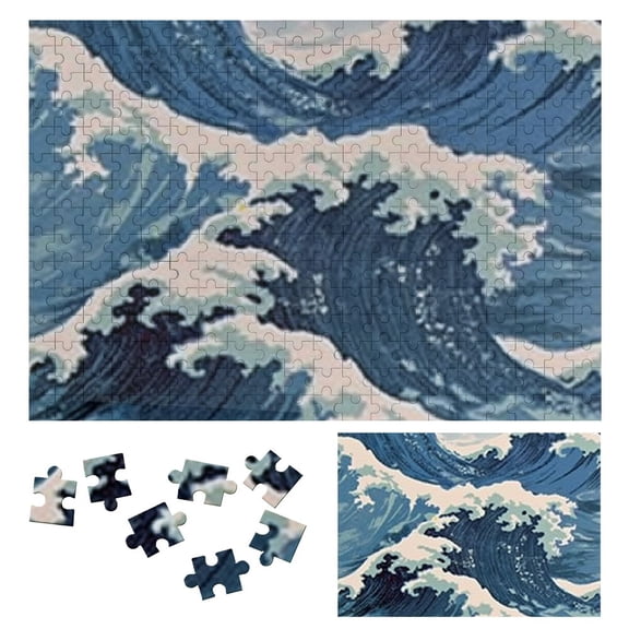 BCIIG Waves Wooden Jigsaw Puzzle Impossible Style for Family Friends, High-Quality Wood Gift 300 PCS