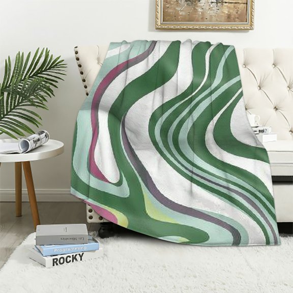 BCIIG Wavy Lines Curves Vibrant Color Lines Warm Lightweight Blanket Soft Fleece Throw Blanket for All Seasons Flannel Material Blanket 60x80in