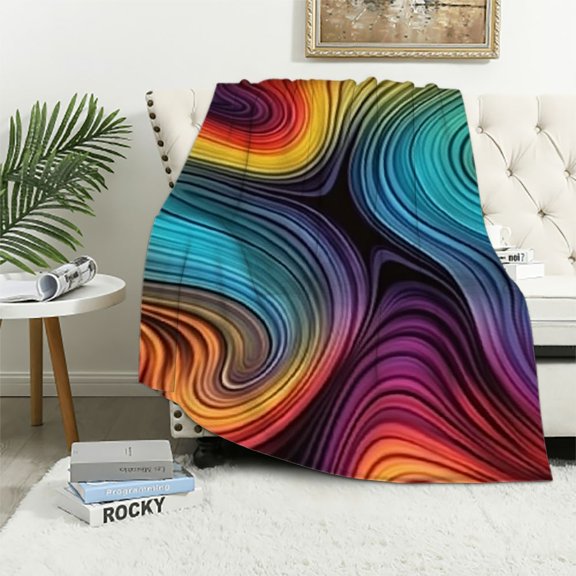 BCIIG Wavy Lines Warm Lightweight Blanket Soft Fleece Throw Blanket for All Seasons Living Rooms Sofa Decor Cow Gifts All Seasons Blanket 40x50in