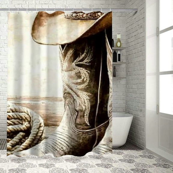 BCIIG Western Style Sleek Modern Bathroom Decoration Shower Curtain with Hook, Bright HD Print, Easy to Install and Maintain, 80% Blackout for Privacy