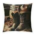 thumbnail image 1 of BCIIG  Western Throw Pillow Cushion Cover, American West Rodeo Elements with Antique Supplies Retro Artwork Photo, Decorative Square Accent Pillow Case,, 1 of 5
