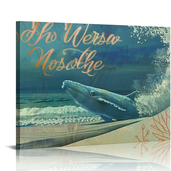 BCIIG Whale Beach Art Modern Canvas Prints for Living Room Bedroom Home Office Wall Decor 16x12in