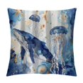 BCIIG Whale Jellyfish Ocean Graphic Decorative Cushion Throw Pillow