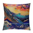 BCIIG Whale Sunset Bird Graphic Decorative Cushion Throw Pillow Cover