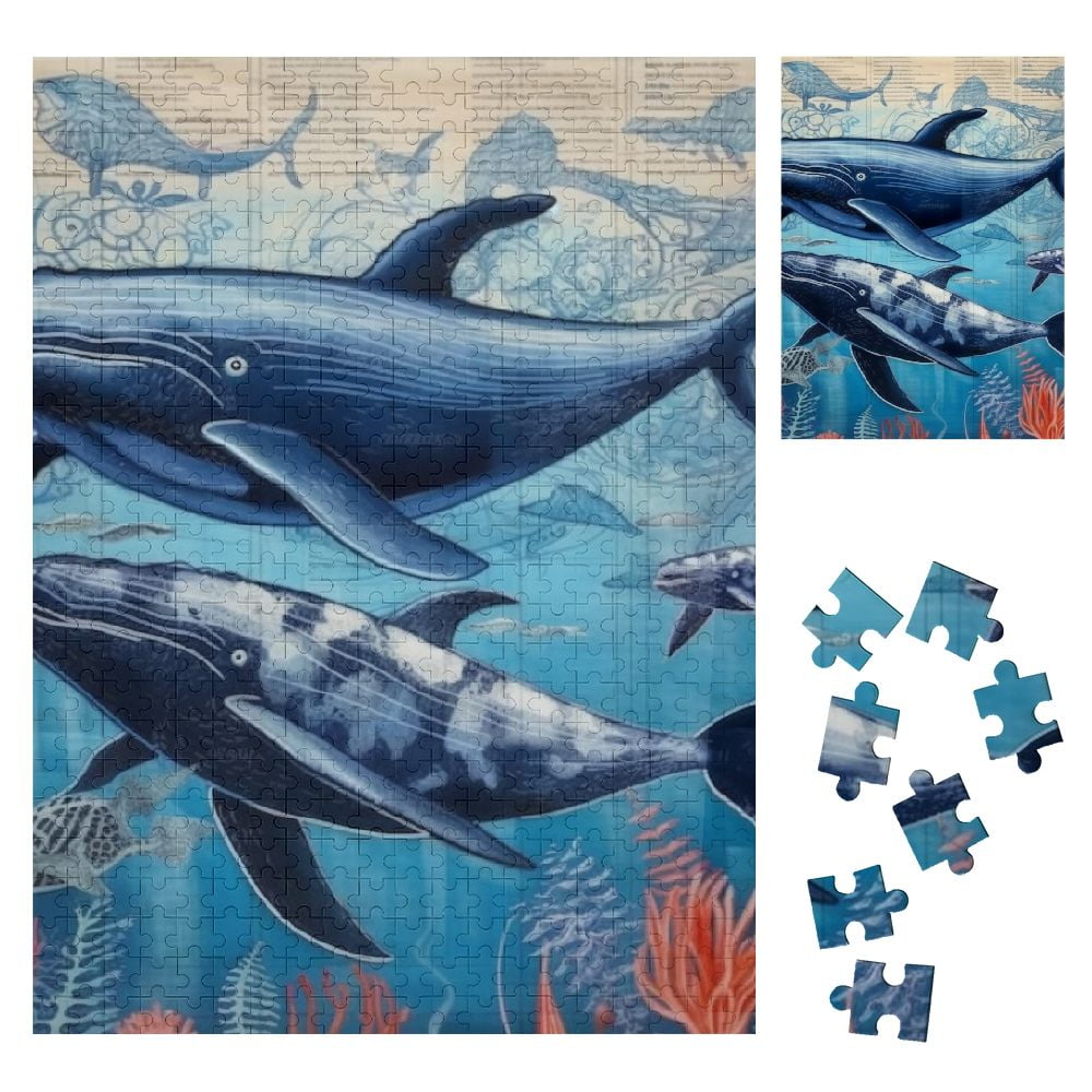 BCIIG Whales Ocean Corals Wooden Jigsaw Puzzle Vertical Impossible