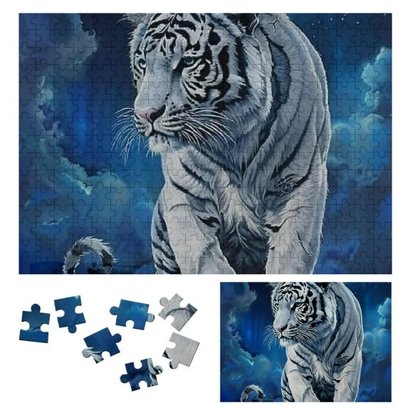 BCIIG White Tiger Moon Fantasy Art Wooden Jigsaw Puzzle Challenging Difficult Wood Puzzles for Adults 300 PCS