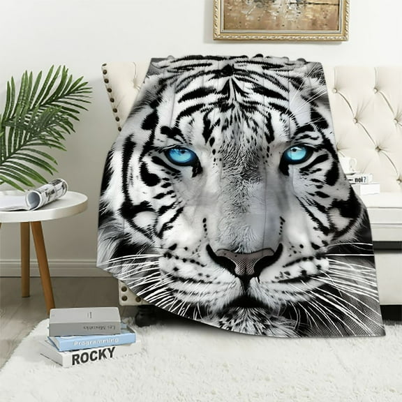 BCIIG White Tiger Warm Lightweight Blanket Soft Fleece Blanket for All Seasons - Excellent Hand Feel Gift Blanket for Living Room Sofa Decor - Super Soft Throw Blanket 40x50in