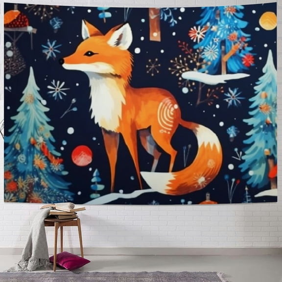 BCIIG Wild Deer Wall Hanging Boys Girls Small  Cute Fox Tapestry For Kids Women Men Ultra Soft Tree Botanical Wall Blanket Christmas Wall Art Room Decor 40x60inch